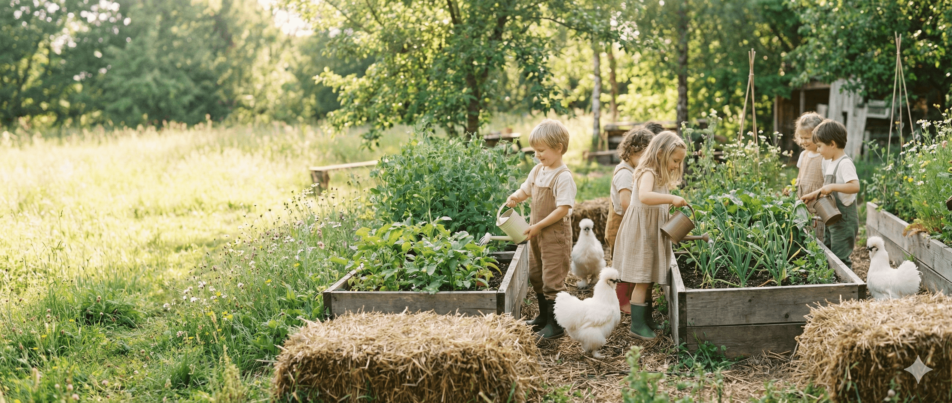 Giardino di SEMYLLA con bambini nella natura
